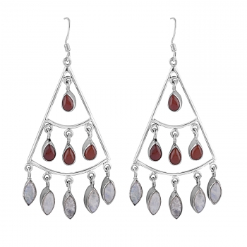 Vintage Indian design pure silver gemstone ethnic earrings for women